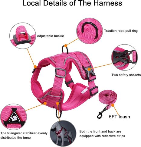 SOLMOONY Small Dog Harness,Soft Mesh Puppy Harness and Leash Set,No Escape Cat Harnesses for Training Walking,Reflective Adjustable Puppy Vest for Small Medium Dogs, Cats (Grey, M) in Kuwait