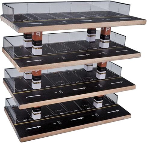 1/64 طراز خشبي للسيارات المصغرة مرآب مرآب للسيارات المصغرة مع غطاء أكريليك لهواة الجمع ديكور المنزل in Kuwait