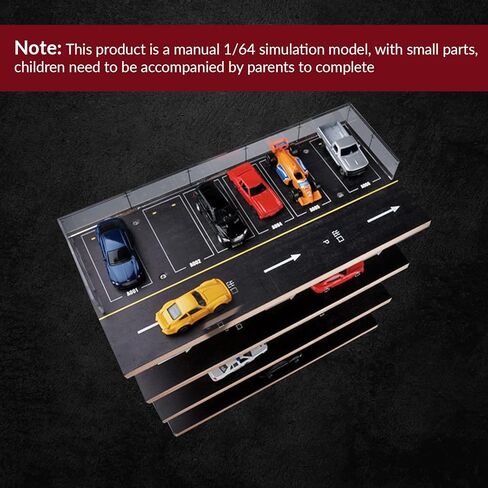 1/64 طراز خشبي للسيارات المصغرة مرآب مرآب للسيارات المصغرة مع غطاء أكريليك لهواة الجمع ديكور المنزل in Kuwait