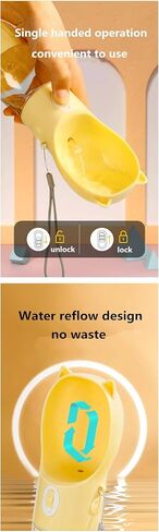Dog Travel Water Bottle with Food Container – 2-in-1 Portable Pet Water Dispenser, Leak-Proof Dog Water Bottle with Bowl & Lanyard, 250ml/180g Capacity, Yellow in Saudi Arabia