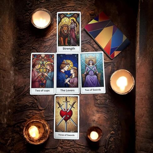 The Chromatic 78 Tarot Card Deck Features Stained Glass-Style Artwork with Bold Colors and fine Detail, Ideal for Beginners and Experts in Tarot, Fortune Telling, or Tarot Card in Saudi Arabia