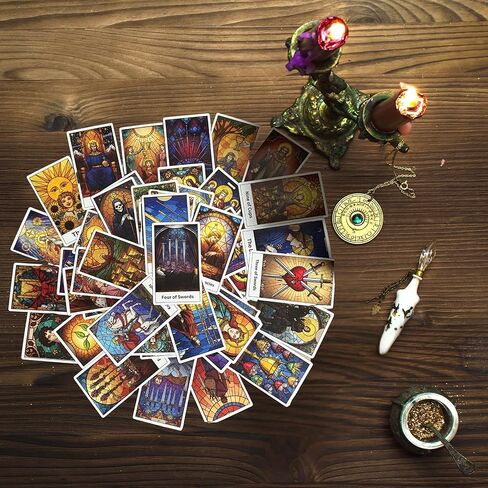 The Chromatic 78 Tarot Card Deck Features Stained Glass-Style Artwork with Bold Colors and fine Detail, Ideal for Beginners and Experts in Tarot, Fortune Telling, or Tarot Card in Saudi Arabia