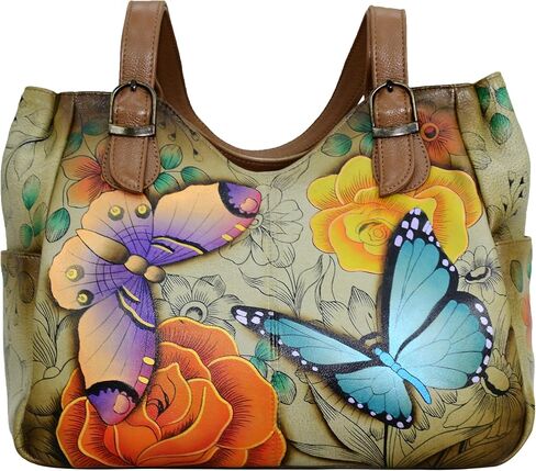 Anna by Anuschka Women's Genuine Leather Shoulder Bag - Hand Painted Original Artwork Exterior in Kuwait
