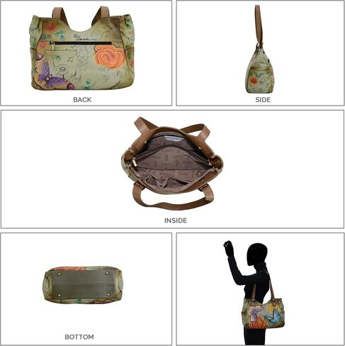 Anna by Anuschka Women's Genuine Leather Shoulder Bag - Hand Painted Original Artwork Exterior in Kuwait