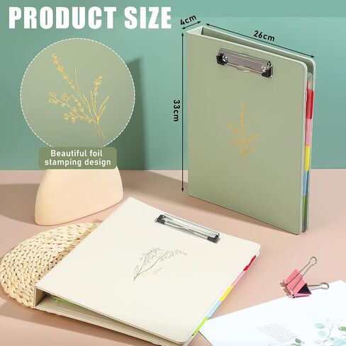 Honoson 2 Sets Leather 3 Ring Binder with Clipboard 1.5 Inch Aesthetic Binders Organizer Fit Letter Sized Paper 13" x 10.2" with 5 Tabs Pockets Dividers Folder and Divider Stickers for School Office in Saudi Arabia