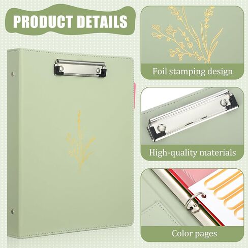 Honoson 2 Sets Leather 3 Ring Binder with Clipboard 1.5 Inch Aesthetic Binders Organizer Fit Letter Sized Paper 13" x 10.2" with 5 Tabs Pockets Dividers Folder and Divider Stickers for School Office in Saudi Arabia