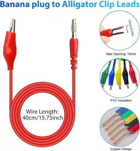 25pcs Automotive Test Leads Kit, Back Probe Alligator Clips, Alligator Clip to 4mm Banana Plug Test Probe Back Probes, Multimeter Electrical Testing 5 Colors Automotive Repair Diagnosis Tools Set in Kuwait