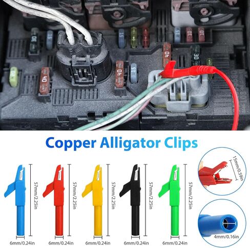 25pcs Automotive Test Leads Kit, Back Probe Alligator Clips, Alligator Clip to 4mm Banana Plug Test Probe Back Probes, Multimeter Electrical Testing 5 Colors Automotive Repair Diagnosis Tools Set in Kuwait