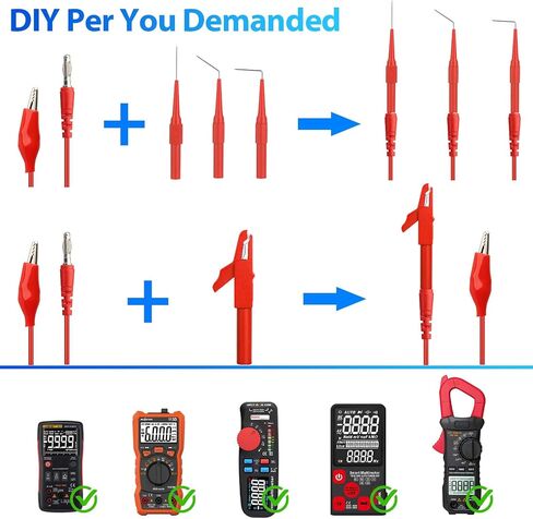 25pcs Automotive Test Leads Kit, Back Probe Alligator Clips, Alligator Clip to 4mm Banana Plug Test Probe Back Probes, Multimeter Electrical Testing 5 Colors Automotive Repair Diagnosis Tools Set in Kuwait