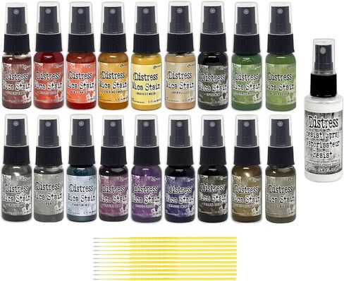 Tim Holtz Ranger Ink Fall Halloween Bundle - كاملة 18 رشًا - مجموعات 1 و 2 و 3 و 4 و 5 و 6 ميكا من رذاذ رذاذ مقاومة للاستغناء وتفاصيل تريببيز in Saudi Arabia