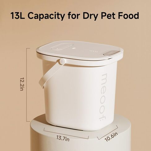 MEOOF Automatic Vacuum Pet Food Storage Airtight Dry Pet Food Bucket 13L/15 lb Dog Food Storage Container for Dogs Cats Small Animals Rechargeable Sealed Storage Bin with Scoop in Saudi Arabia