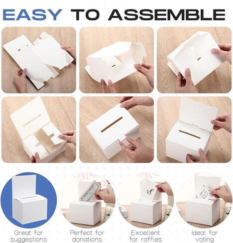 Geelin 48 Pcs Cardboard Raffle Ticket Box Ballot Suggestion Boxes with Slot for Donation Fundraising 6.3 x 4.7 x 4.7 Inches Storage Container for Voting Tip Jar Survey and Collecting Business Card in Saudi Arabia