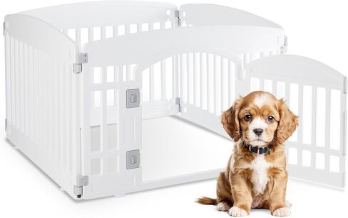 Healsmart 4 Panel Dog Playpen ، 24 "Present Play Playpen مع باب ، آمن ، آمن ، قبيح ، PLIT PET للاستخدام الداخلي والخارج in Kuwait