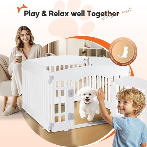 Healsmart 4 Panel Dog Playpen ، 24 "Present Play Playpen مع باب ، آمن ، آمن ، قبيح ، PLIT PET للاستخدام الداخلي والخارج in Kuwait