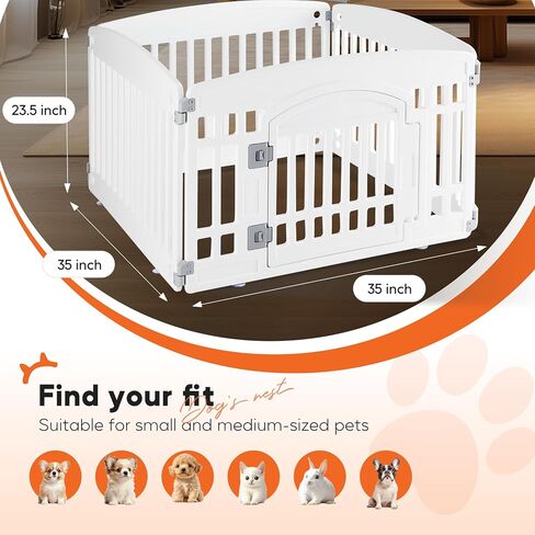Healsmart 4 Panel Dog Playpen ، 24 "Present Play Playpen مع باب ، آمن ، آمن ، قبيح ، PLIT PET للاستخدام الداخلي والخارج in Kuwait
