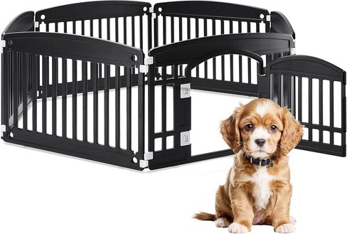 Healsmart 4 Panel Dog Playpen ، 24 "Present Play Playpen مع باب ، آمن ، آمن ، قبيح ، PLIT PET للاستخدام الداخلي والخارج in Kuwait