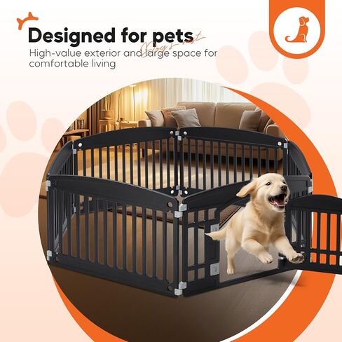 Healsmart 4 Panel Dog Playpen ، 24 "Present Play Playpen مع باب ، آمن ، آمن ، قبيح ، PLIT PET للاستخدام الداخلي والخارج in Kuwait
