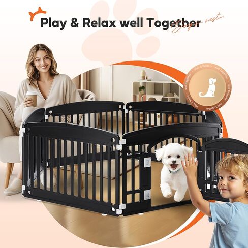 Healsmart 4 Panel Dog Playpen ، 24 "Present Play Playpen مع باب ، آمن ، آمن ، قبيح ، PLIT PET للاستخدام الداخلي والخارج in Kuwait