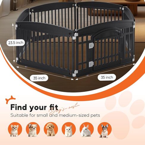 Healsmart 4 Panel Dog Playpen ، 24 "Present Play Playpen مع باب ، آمن ، آمن ، قبيح ، PLIT PET للاستخدام الداخلي والخارج in Kuwait