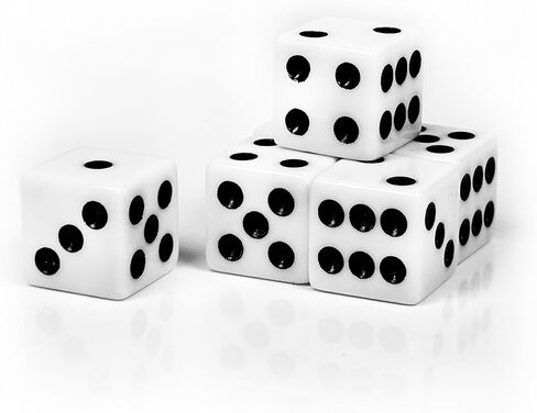 HAOMEJA 6 Pcs 16mm White Dice Set - Standard Opaque D6 Game Dice for Board Games, DND, RPG, Yahtzee, Math Teaching - Classic 6-Sided Dice with Easy-Read Pips, Party Gifts (6 White) in Kuwait