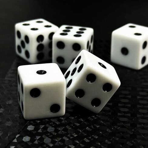 HAOMEJA 6 Pcs 16mm White Dice Set - Standard Opaque D6 Game Dice for Board Games, DND, RPG, Yahtzee, Math Teaching - Classic 6-Sided Dice with Easy-Read Pips, Party Gifts (6 White) in Kuwait