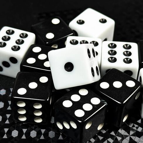 HAOMEJA 6 Pcs 16mm White Dice Set - Standard Opaque D6 Game Dice for Board Games, DND, RPG, Yahtzee, Math Teaching - Classic 6-Sided Dice with Easy-Read Pips, Party Gifts (6 White) in Kuwait