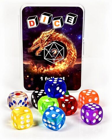 Haomeja 6 PCS 16mm White Dice Set - D6 Game Game Standard D6 For Games ، DND ، RPG ، Yahtzee ، تدريس الرياضيات - النرد الكلاسيكي ذو الوجهين مع نقاط سهلة القراءة ، هدايا الحفلات (6 أبيض) in Kuwait