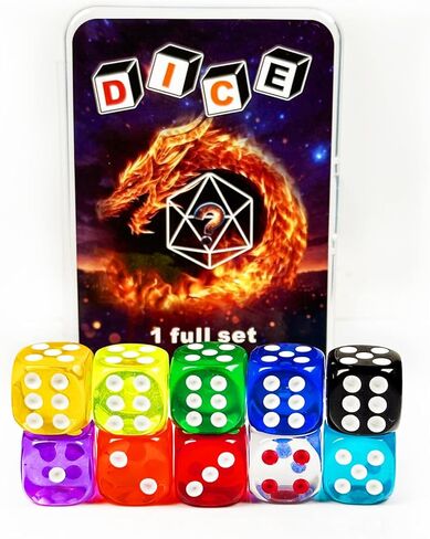 Haomeja 6 PCS 16mm White Dice Set - D6 Game Game Standard D6 For Games ، DND ، RPG ، Yahtzee ، تدريس الرياضيات - النرد الكلاسيكي ذو الوجهين مع نقاط سهلة القراءة ، هدايا الحفلات (6 أبيض) in Kuwait