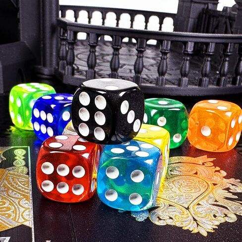 Haomeja 6 PCS 16mm White Dice Set - D6 Game Game Standard D6 For Games ، DND ، RPG ، Yahtzee ، تدريس الرياضيات - النرد الكلاسيكي ذو الوجهين مع نقاط سهلة القراءة ، هدايا الحفلات (6 أبيض) in Kuwait