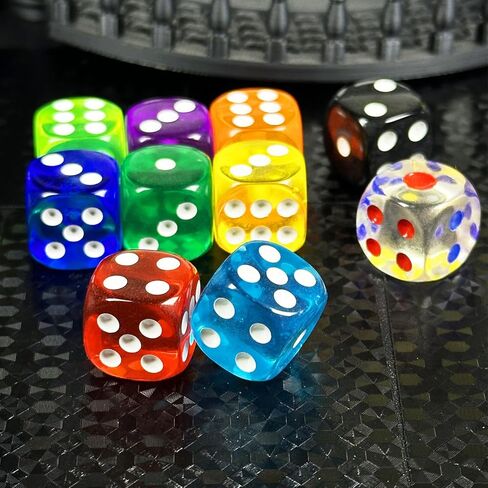 Haomeja 6 PCS 16mm White Dice Set - D6 Game Game Standard D6 For Games ، DND ، RPG ، Yahtzee ، تدريس الرياضيات - النرد الكلاسيكي ذو الوجهين مع نقاط سهلة القراءة ، هدايا الحفلات (6 أبيض) in Kuwait