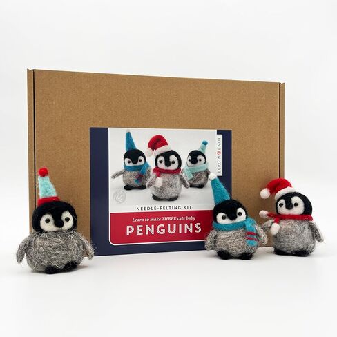 Bergin & Bath Needle Felting Kit, Penguins. Make Three Sweet Festive Decorations with This Beginner Friendly Craft kit for Adults and Teens. The Best Stocking Filler for Anyone Creative. in Kuwait