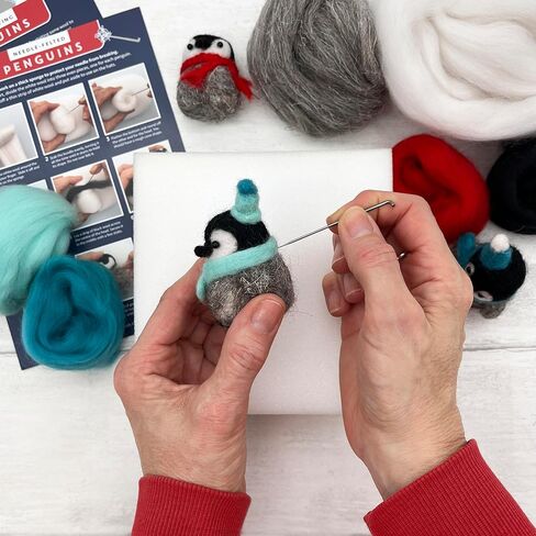 Bergin & Bath Needle Felting Kit, Penguins. Make Three Sweet Festive Decorations with This Beginner Friendly Craft kit for Adults and Teens. The Best Stocking Filler for Anyone Creative. in Kuwait