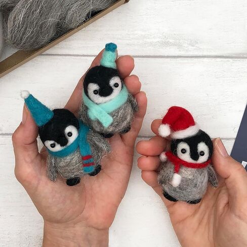 Bergin & Bath Needle Felting Kit, Penguins. Make Three Sweet Festive Decorations with This Beginner Friendly Craft kit for Adults and Teens. The Best Stocking Filler for Anyone Creative. in Kuwait
