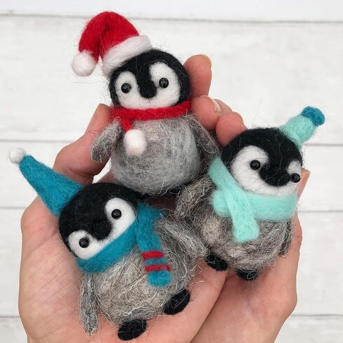 Bergin & Bath Needle Felting Kit, Penguins. Make Three Sweet Festive Decorations with This Beginner Friendly Craft kit for Adults and Teens. The Best Stocking Filler for Anyone Creative. in Kuwait