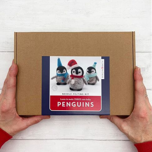 Bergin & Bath Needle Felting Kit, Penguins. Make Three Sweet Festive Decorations with This Beginner Friendly Craft kit for Adults and Teens. The Best Stocking Filler for Anyone Creative. in Kuwait