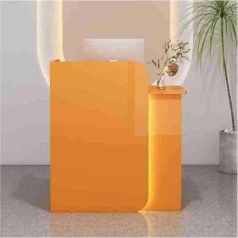 Modern Front Desk, Reception Desk with Counter,Modern Front Desk, Reception Desk with Counter,for Lobbies, Salons, Retail, Home Offices, Reception Room(Orange,55.1x17.7x39.3in) in Kuwait