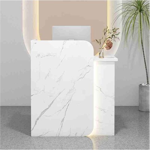 Modern Front Desk, Reception Desk with Counter,Modern Front Desk, Reception Desk with Counter,for Lobbies, Salons, Retail, Home Offices, Reception Room(Orange,55.1x17.7x39.3in) in Kuwait