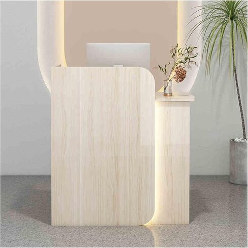 Modern Front Desk, Reception Desk with Counter,Modern Front Desk, Reception Desk with Counter,for Lobbies, Salons, Retail, Home Offices, Reception Room(Orange,55.1x17.7x39.3in) in Kuwait