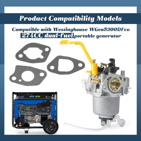طقم المكربن ​​المولد المزدوج للوقود المتوافق مع WGEN5300DFCV 274CC محرك مع قطع غيار بديل in Saudi Arabia