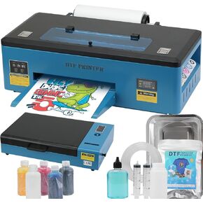 FAFAIR A3 L1800 DTF Printer with White Ink Mixing System & Auto Clean, DTF Printer Bundles Blue, High-Speed DTF Transfer Machine with 1 x Roll of Film, 5 x 250ml Ink and Powder (L1800+Oven+Software) in Kuwait
