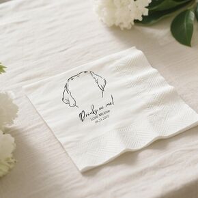 Custom Pet Wedding Napkins - High Quality Paper, Hand Designed with Dog or Cat Photos, Safe Ink, Wedding Napkins for Reception, Wedding Must Haves for Pet Owners, Personalized Outline Painting in Saudi Arabia