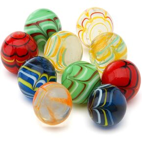 ARSUK Large Glass Shooter Marbles for Decoration 25mm/1 inch 10pcs Assorted Colour Marble Game, Marble Run Accessories Learning and Recreational, Sports & Outdoor Play (10pcs Handmade Marbles) in Kuwait