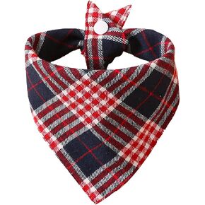 Beige & Navy Plaid Cotton Dog Bandana - وشاح ثلاثي قابل للتعديل للحيوانات الأليفة الأولاد والبنات ، ناعمة وأنيقة ، متوسطة in Saudi Arabia