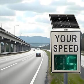 Solar Powered Radar Speed Sign - LED Speed Display with Remote Control, Adjustable Limit Warning for Road Safety, 60x60cm - Enhance Traffic Awareness & Compliance in Kuwait
