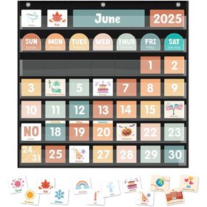 مخطط جيب تقويمي كبير ، مخطط جيب تقويم التقويم التقويمي مع 115 بطاقة لتقويم الفصول الدراسية ومخطط جيب الطقس للتعلم في رياض الأطفال (أبيض) in Kuwait