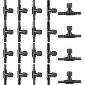 20 Pcs Aquarium Air Control Valves for 3/16" (4mm) ID Airline Tubing, Adjustable Black T Shaped Hose Connectors Single Way Plastic Air Flow Controllers Regulators Pump Accessories in Saudi Arabia