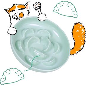 Slow Feeder Bowl for Cats and Small Dogs - Set of 3 Melamine Puzzle Cat Dish for Wet & Dry Food- Whisker Friendly & Dishwasher Safe & Non Slip Design (Pink +Blue + Green, 6.3" W × 1.2" H in Saudi Arabia