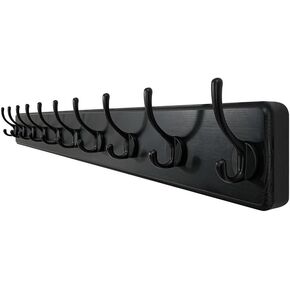 Wall Mounted Coat Hook Coat Rack Wall Mounted with 10 Hooks Long Coat Hooks Wood Coat Hanger Wall Decorative Hat Rack(White) in Saudi Arabia