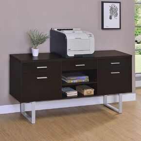 Cappuccino 5-Drawer Credenza with Open Shelving for Organized Living, Sleek and Modern Design, Home Office or Workspace in Kuwait