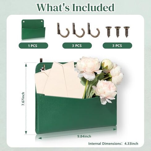 PU Leather Mail Holder Wall Mount Brown PU Leather Letter Holder Vintage Wall File Organizer 2 Ring Binder Hanging File Holder for Decor Storage Letter Postcards Bill Flowers Office Home in Kuwait